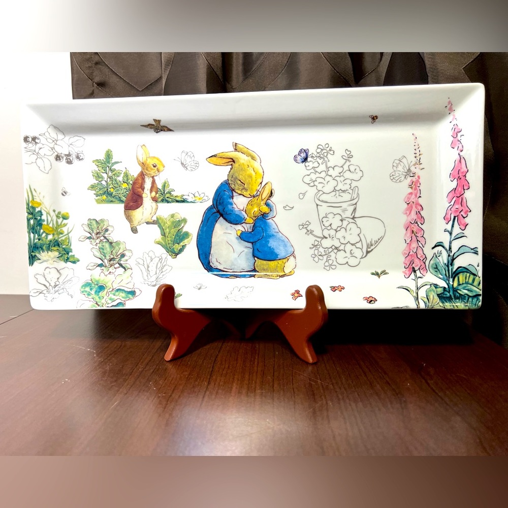 Beatrix Potter Peter Rabbit Easter Porcelain Sandwich Tray /Serving Platter